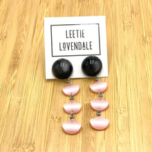Load image into Gallery viewer, Charcoal &amp; Pink Moonglow Drip Statement Earrings