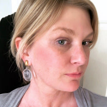 Load image into Gallery viewer, Clear &amp; Gold Mercury Art Deco Carved Earrings