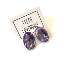Load image into Gallery viewer, Lilac Faceted Oval Shine-On Stud Earrings