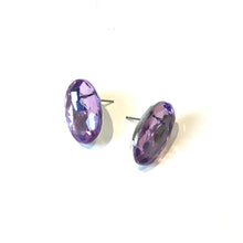 Load image into Gallery viewer, Lilac Faceted Oval Shine-On Stud Earrings