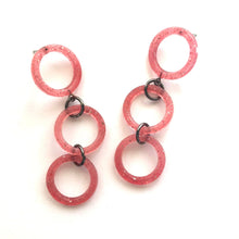 Load image into Gallery viewer, Pink Glitter Tri Dot Donut Earrings