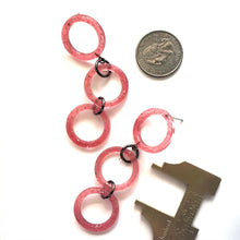 Load image into Gallery viewer, Pink Glitter Tri Dot Donut Earrings