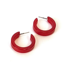 Load image into Gallery viewer, Cherry Red Moonglow Mini Classic Hoop Earrings