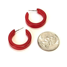 Load image into Gallery viewer, Cherry Red Moonglow Mini Classic Hoop Earrings