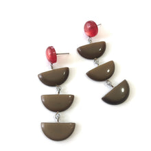 Load image into Gallery viewer, Chocolate &amp; Ruby Moonglow Fish Scale Earrings