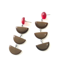 Load image into Gallery viewer, Chocolate &amp; Ruby Moonglow Fish Scale Earrings