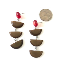 Load image into Gallery viewer, Chocolate &amp; Ruby Moonglow Fish Scale Earrings