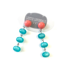 Load image into Gallery viewer, Coral &amp; Teal Moonglow Fish Scale Earrings