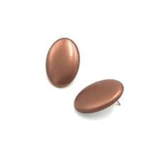 Load image into Gallery viewer, Shabby Metallic Copper Oval Stud Earrings