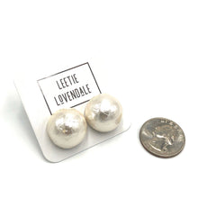 Load image into Gallery viewer, White Cotton Pearl Button Stud Earrings