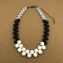 Load image into Gallery viewer, Black &amp; White Color-Block Button Dot Necklace