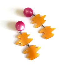 Load image into Gallery viewer, Hot Pink &amp; Tangerine Moonglow Swish Statement Earrings *