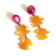 Load image into Gallery viewer, Hot Pink &amp; Tangerine Moonglow Swish Statement Earrings *