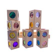 Load image into Gallery viewer, Pastel &amp; Rainbow Gem Block Collection – 3 Styles with Wooden Storage Trays