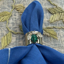 Load image into Gallery viewer, Silver trim dinner napkins, bright blue, set of two