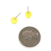 Load image into Gallery viewer, Lemon Yellow Frosted Lucite Mini Ball Stud Earrings