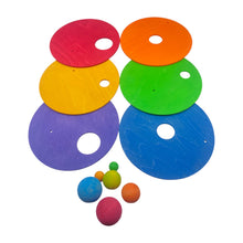 Load image into Gallery viewer, **Pre-order (Ships in 2-3 Weeks)**6-Piece Rolling Discs Set for Stepping Stones – Includes 6 Wooden Balls in Varying Sizes