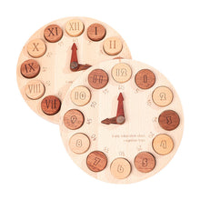 Load image into Gallery viewer, Wooden Cognitive Learning Clock – Dual-Sided Time Recognition Toy with Roman and Arabic Numerals