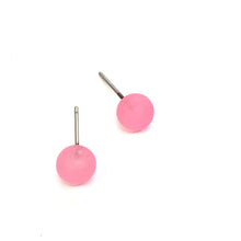 Load image into Gallery viewer, Pink Frosted Lucite Mini Ball Stud Earrings