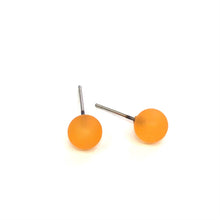 Load image into Gallery viewer, Tangerine Frosted Lucite Mini Ball Stud Earrings