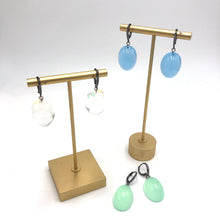 Load image into Gallery viewer, Bling Blue Opal Lucite Chunk Drop Earrings *