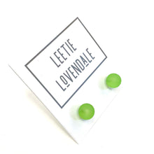 Load image into Gallery viewer, Spring Green Frosted Lucite Mini Ball Stud Earrings