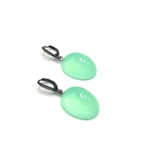Load image into Gallery viewer, Bling Green Opal Lucite Chunk Drop Earrings *