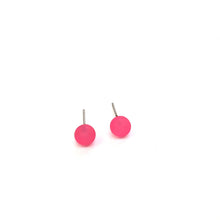 Load image into Gallery viewer, Hot Pink Frosted Lucite Mini Ball Stud Earrings