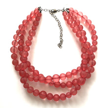 Load image into Gallery viewer, Cranberry Frosted Beaded Multi Strand Morgan Necklace
