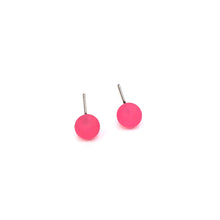 Load image into Gallery viewer, Hot Pink Frosted Lucite Mini Ball Stud Earrings