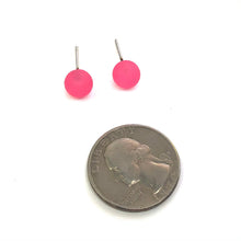 Load image into Gallery viewer, Hot Pink Frosted Lucite Mini Ball Stud Earrings
