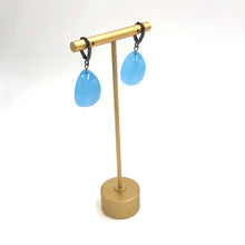 Load image into Gallery viewer, Bling Blue Opal Lucite Chunk Drop Earrings *