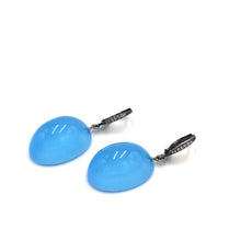 Load image into Gallery viewer, Bling Blue Opal Lucite Chunk Drop Earrings *