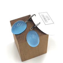 Load image into Gallery viewer, Bling Blue Opal Lucite Chunk Drop Earrings *
