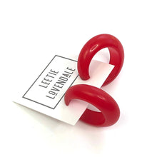Load image into Gallery viewer, Ruby Red Marbled Chunky Hoop Earrings