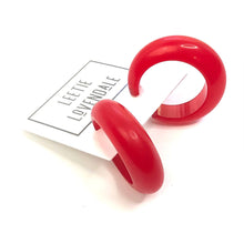 Load image into Gallery viewer, Ruby Red Marbled Chunky Hoop Earrings
