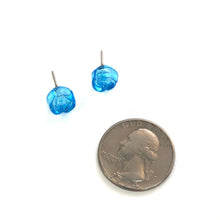 Load image into Gallery viewer, Aqua Blue Carved Lucite Rose Stud Earrings