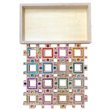 Load image into Gallery viewer, **Pre-order (Ships in 2-3 Weeks)**Wooden Gemlight Window Blocks – 16-Piece Colorful Open-Ended Play Set with Storage Box