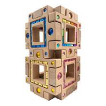 Load image into Gallery viewer, **Pre-order (Ships in 2-3 Weeks)**Wooden Gemlight Window Blocks – 16-Piece Colorful Open-Ended Play Set with Storage Box