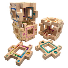 Load image into Gallery viewer, **Pre-order (Ships in 2-3 Weeks)**Wooden Gemlight Window Blocks – 16-Piece Colorful Open-Ended Play Set with Storage Box