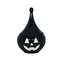 Load image into Gallery viewer, Jack-O'-Lantern Teardrop Jar in Black