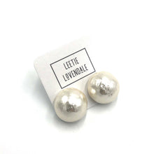Load image into Gallery viewer, Jumbo White Cotton Pearl Button Stud Earrings