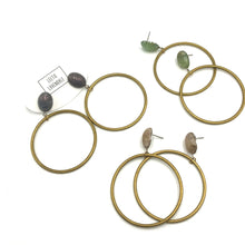 Load image into Gallery viewer, Sage Satin Brass Loop Earrings