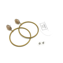 Load image into Gallery viewer, Beige Marbled Brass Loop Earrings