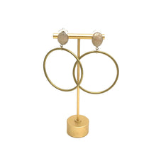 Load image into Gallery viewer, Beige Marbled Brass Loop Earrings