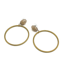 Load image into Gallery viewer, Beige Marbled Brass Loop Earrings