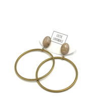 Load image into Gallery viewer, Beige Marbled Brass Loop Earrings