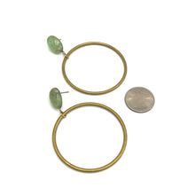 Load image into Gallery viewer, Sage Satin Brass Loop Earrings