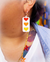 Load image into Gallery viewer, Cross Stitched Rainbow Heart Earrings
