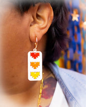 Load image into Gallery viewer, Cross Stitched Rainbow Heart Earrings